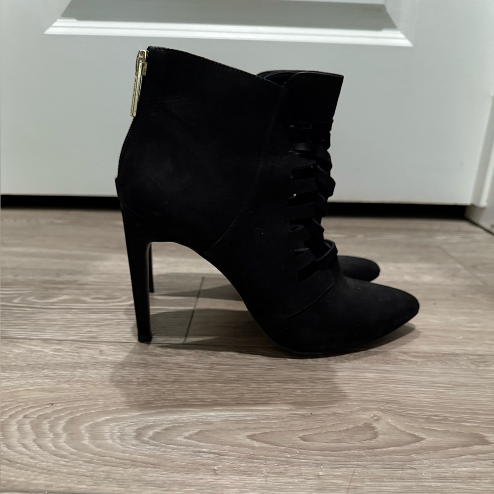 BCBGeneration Black Ankle Boots with Gold Zipper